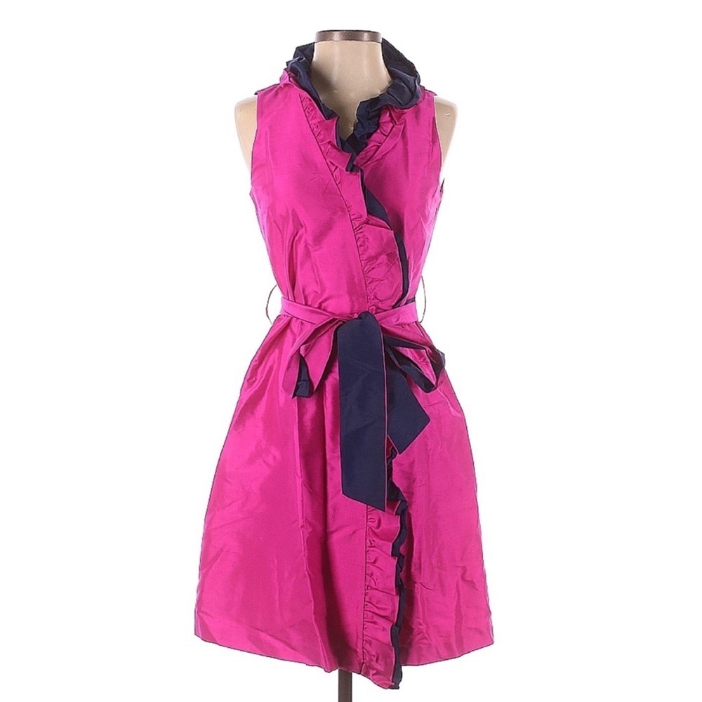 Sara Campbell Sleeveless 100% Silk Ruffles Wrap Dress Size 2